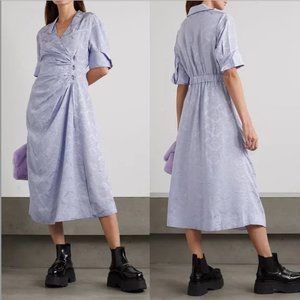 Ganni Floral Jacquard Midi Wrap Dress - Size 0